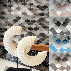 Mosaic Metal Aluminum Plastic Panel Wall Sticker Self-adhesive Gold Abstract Waterproof Kitchen Bathroom Tiles Wall Decors