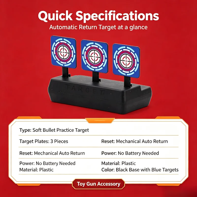 Vertical Auto Reset Shooting Target Mechanical Automatic Rebound Target Soft Projectile Practice Game Toy Accessories