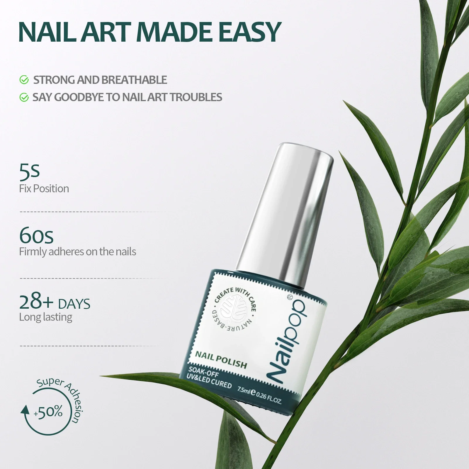 NAILPOP 3-In-1 Base Coat 7ml No Wipe Matte & Shiny Top Coat Gel Polish for Starters Soak Off UV Nail Gel DIY Home Nail Salon