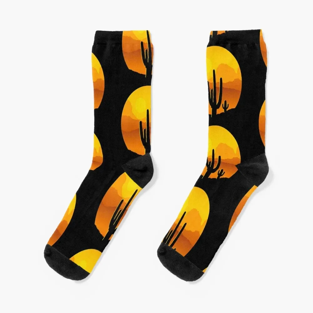 

Cacti With Burning Yellow Sun in the Background Socks ankle Christmas cotton funny gifts Man Socks Women's