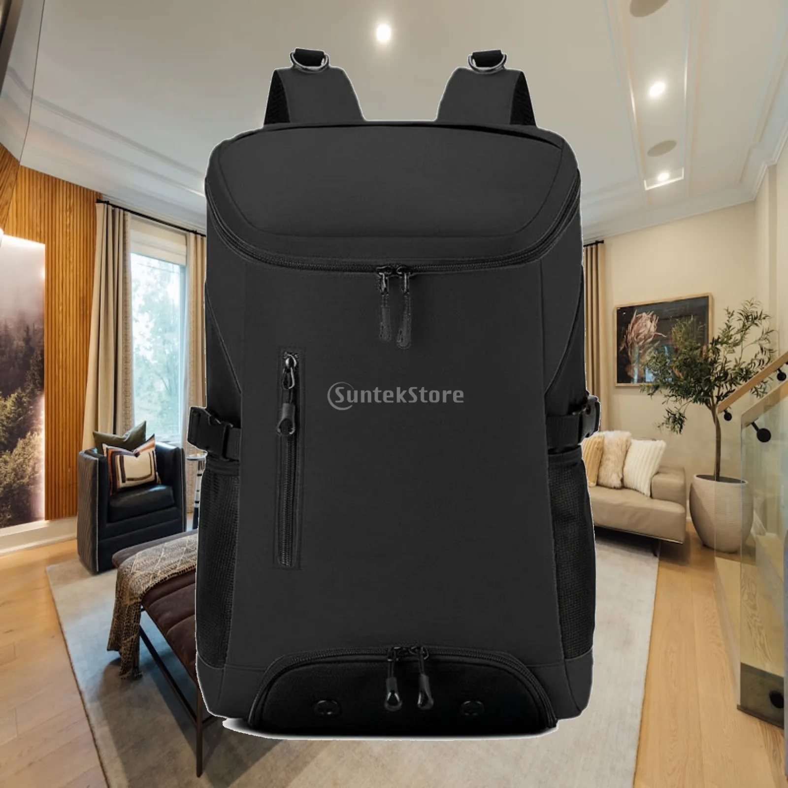 Comfortable Badminton Racket Backpack Large Capacity Polyester Sports Pack with Ventilated Compartment for Outdoor Use