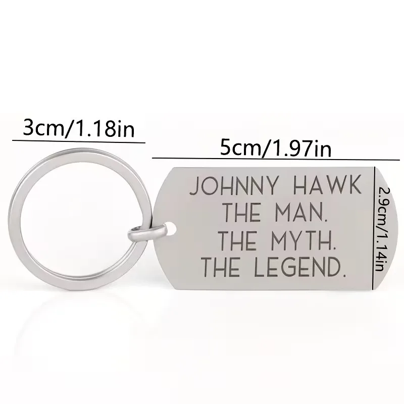 Custom Personalized Stainless Steel Dog Tag Keychain - Engraved with Custom Letters, Rectangular, Single Standalone Piece
