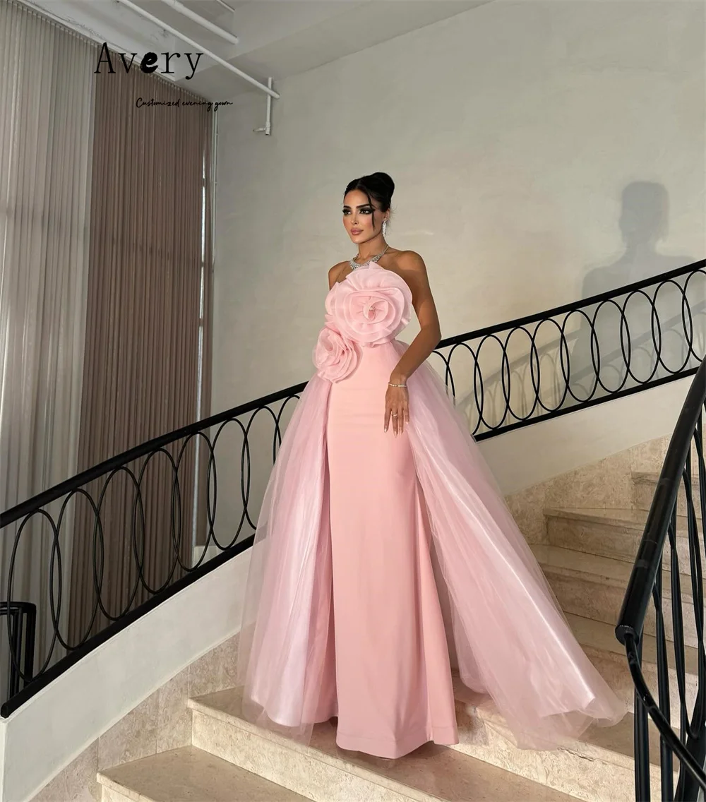 Avery Custom A-line senza maniche rosa con spalle scoperte eleganti abiti da notte 2025 donna abito da sera di lusso abito lungo da festa da donna