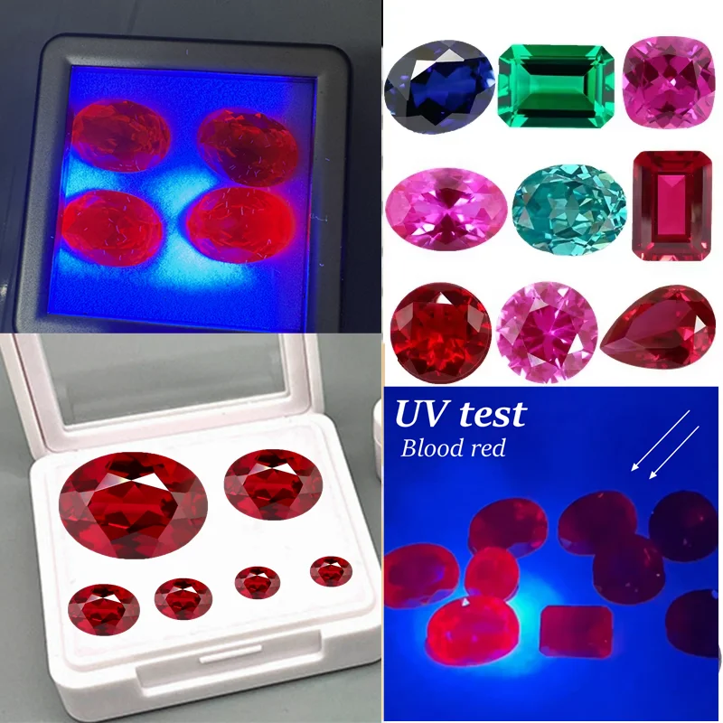 Pretty Ruby Stone Glow Under UV Light Oval Faceted Cut VVS Loose Gemstone For Jewelry Making Accessories Wholesale Gem