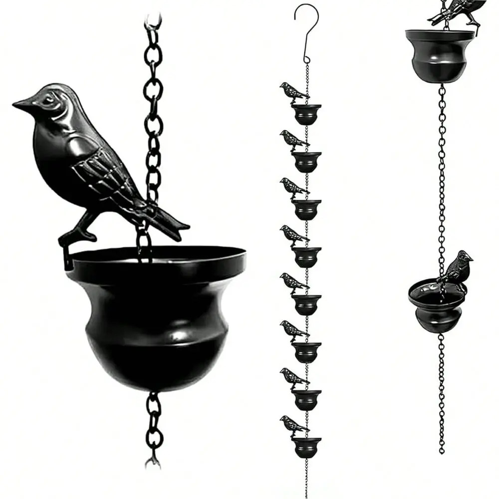 

Rain Chain Metal Bird Outdoor Decoration Rainwater Chain For Gutters, 3.28 FT Length With 8 Birds, Durable And Elegant Garden D