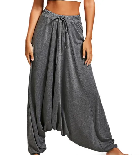 Imagen 2 del producto Pantalones Harem informales para mujer, pantalones holgados asimétricos de cintura alta con bolsillos unilaterales, pantalones de gran tamaño para mujer