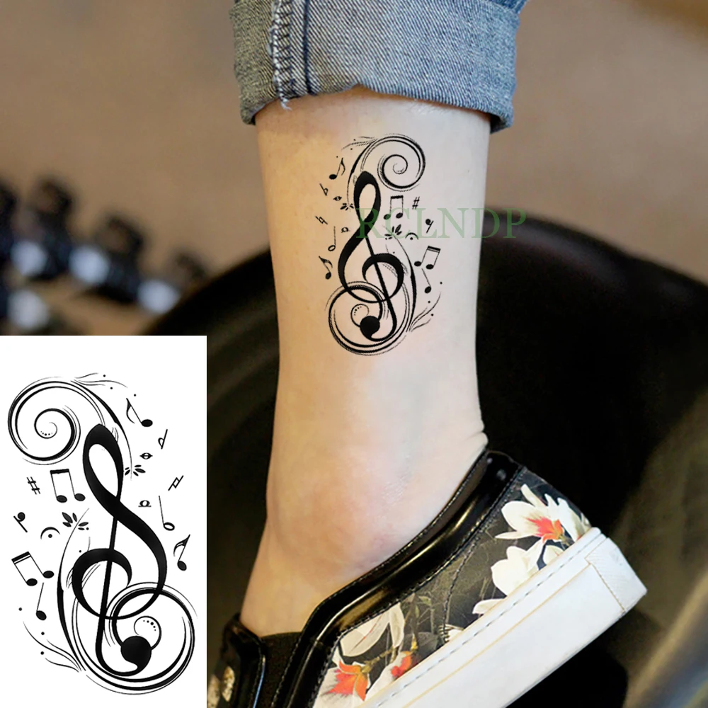 Waterproof Temporary Tattoo Sticker musical note Fake Tatto Flash Tatoo Hand Back Foot tattoos for Girl Women Men Kid image 3