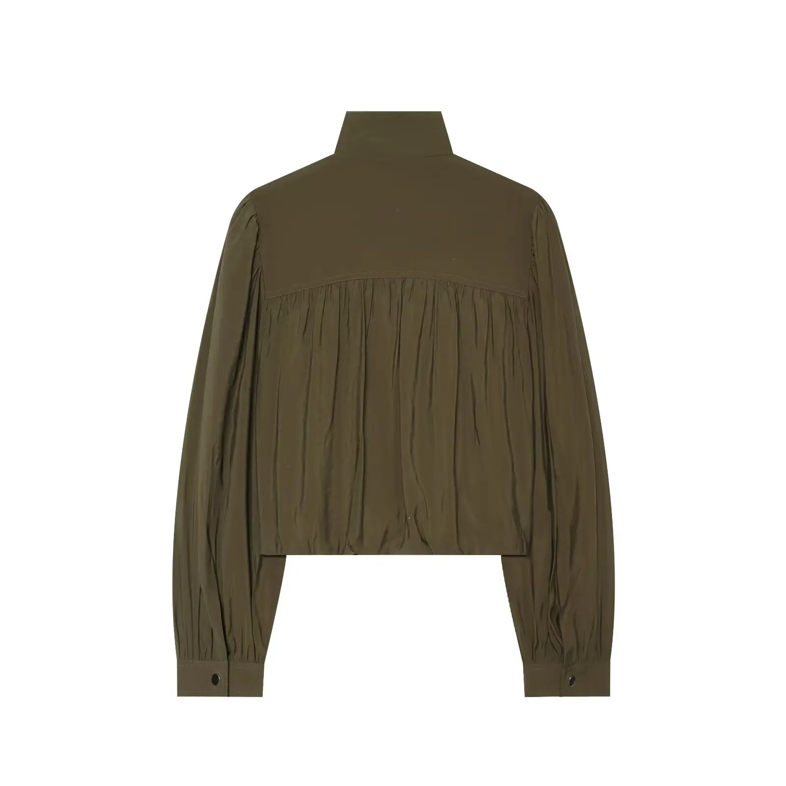 BSAY Streetwear Damen Crinkle-Textur Zweiteiler Set mit Reißverschluss-Bubble-Cropped-Jacke und Hochtaillierter Cargo-Hose mit Geradem Bein, Casual-Outfit – Detail 5