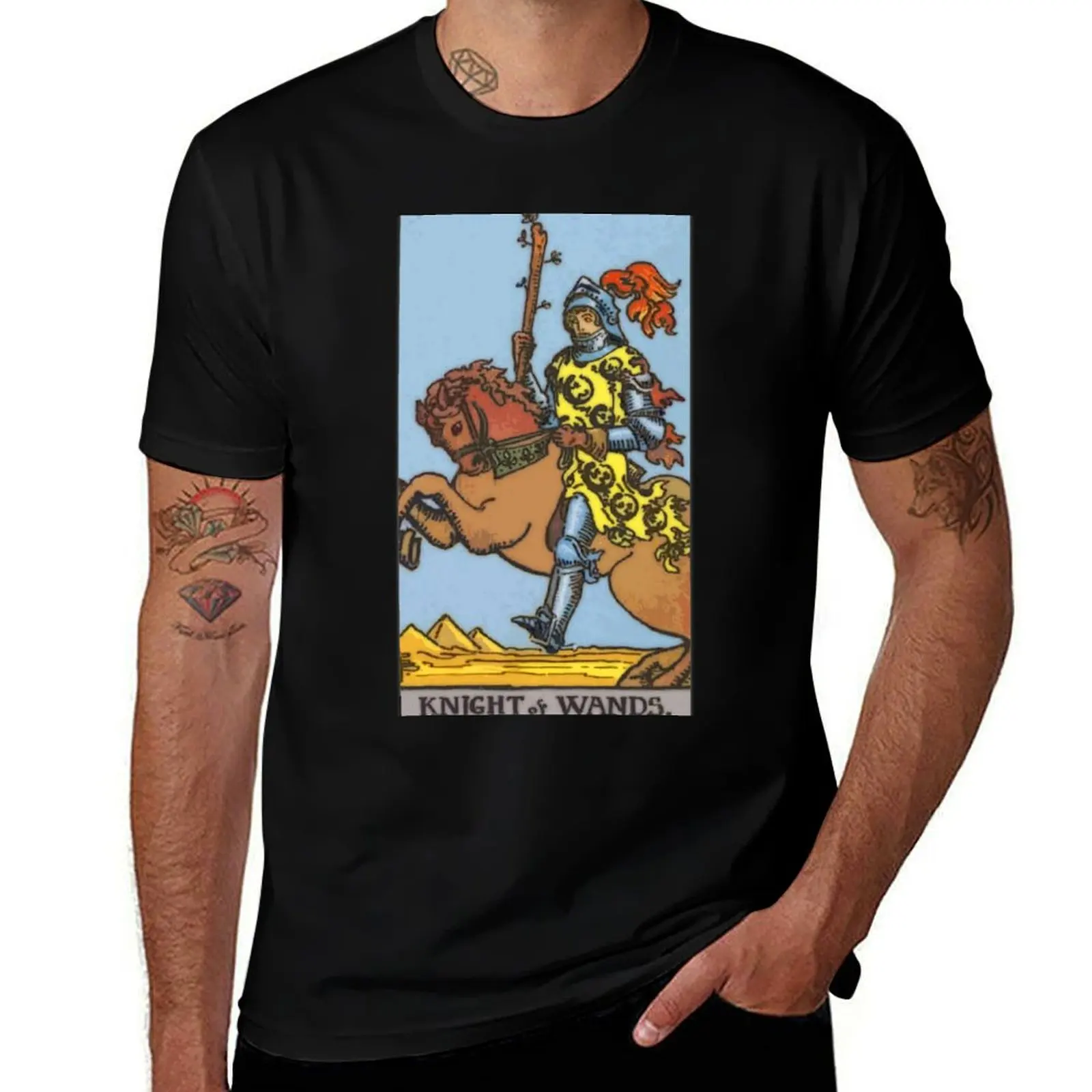 

funny Wands humor T-Shirt t t man dark vintage shirts graphic Rider for Card Tarot of shirts T-Shirt Waite Classic Knight