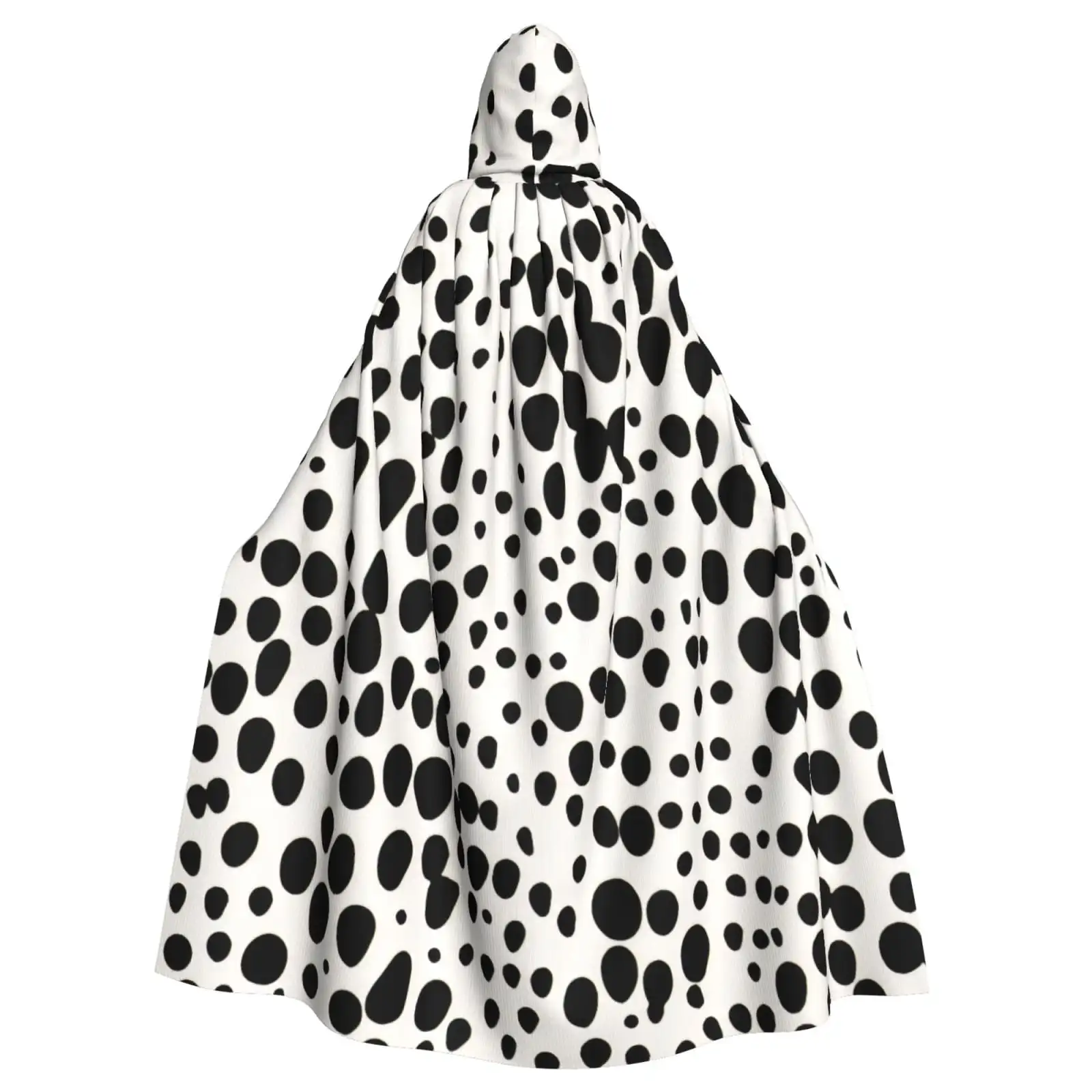 

Unisex Hooded Cloak Adult Lightweight Overcoat Dalmatian Dog Texture Cloak For Halloween Cosplay Costumes