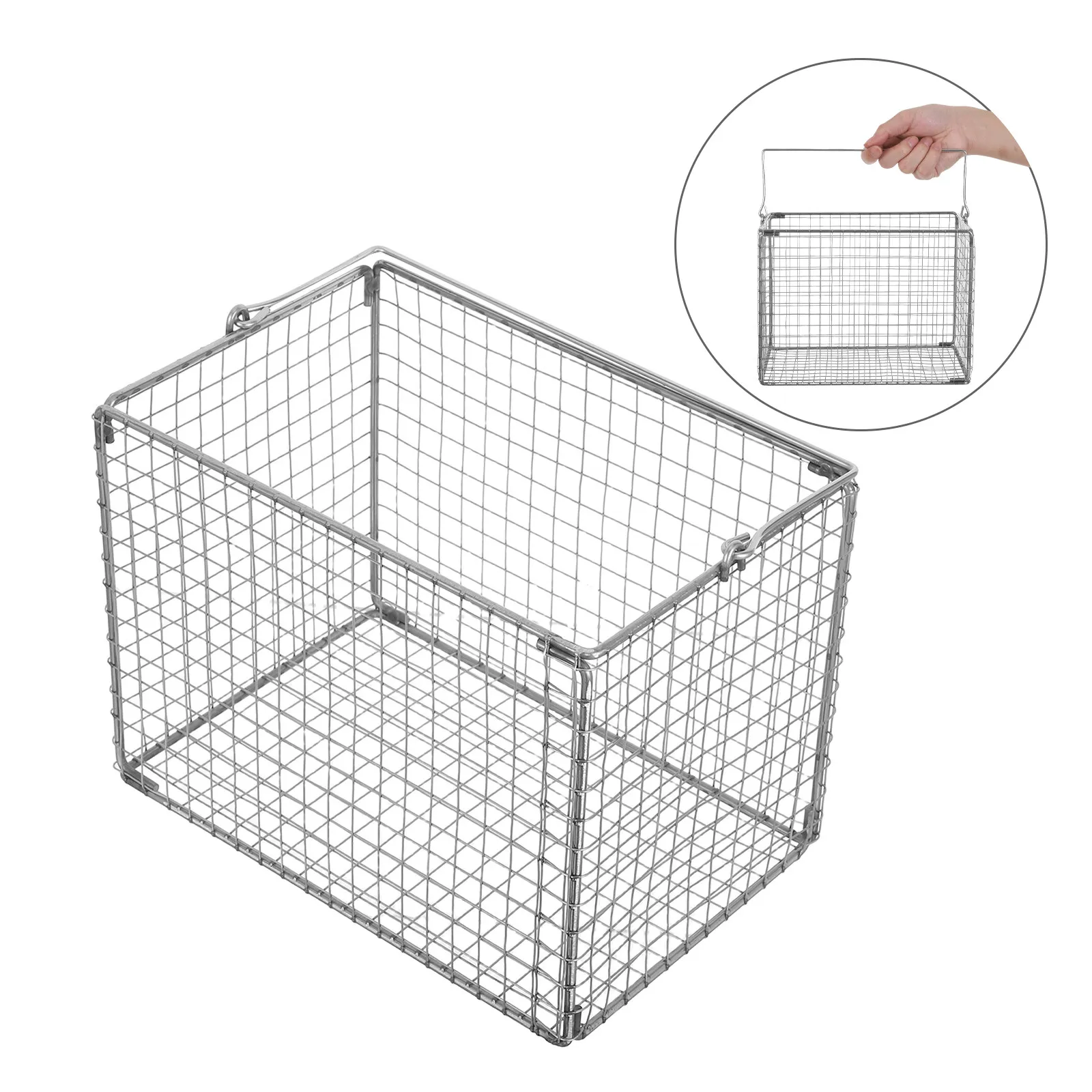 

Stainless Steel Dip-And-Drain Basket Heavy Duty Ultrasonic Cleaning High Temp Resistant Swinging Handle For Lab Industrial