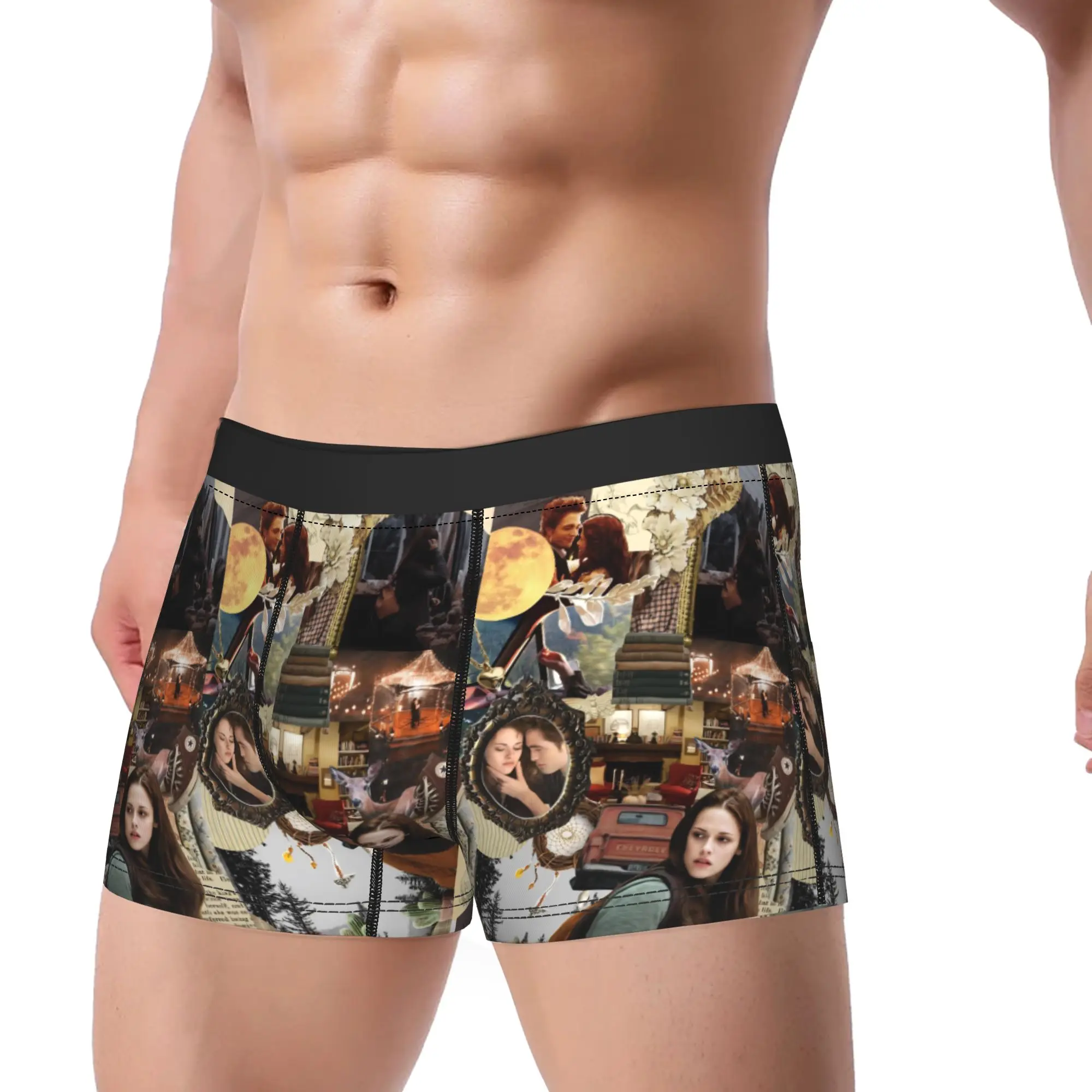 Men The Twilight Saga Movie Underwear Bella Edward Vampire Sexy Boxer Briefs Shorts Panties Male Breathable Underpants Plus Size