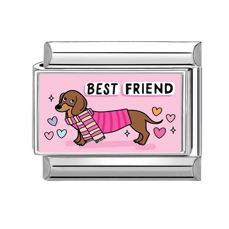 Großhandel Lustige Hunde- und Katzen-Tierfiguren Italienische Charm-Links Passend für 9mm Edelstahl Süße Mode Damen Armband Schmuck DIY Herstellung Geschenke – Detail 6