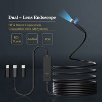 8.0MM  Dual Lens Endoscope IP67 Waterproof 8+1 LEDs Adjustable USB Android IOS Flexible Inspection Borescope Cameras for Phone