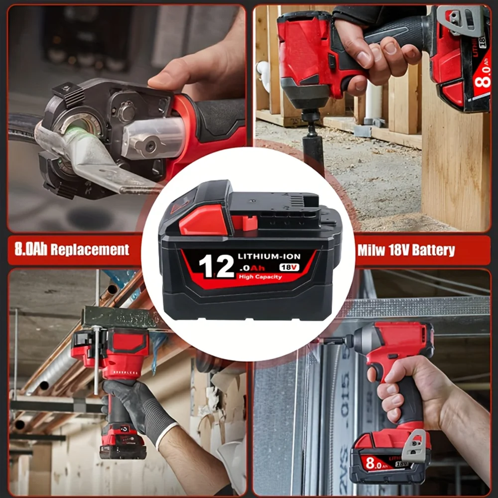 NOVÁ 18V 12000mAh Náhradní lithiová baterie pro Milwaukee M18 48-11-1850 48-11-1860 48-11-1840 48-11-1828 48-11-1820 - náhled 6