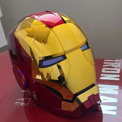 1/1 Iron Man Mk5 Helmet Electric Voice Control Helmet Cosplay Led Eyes Metal Mask Model For Children Adults Christmas Toys Gift