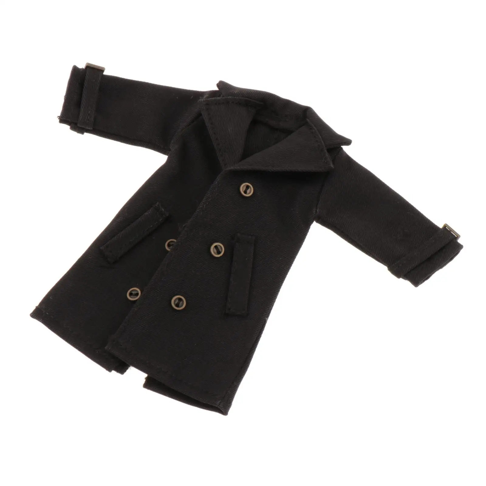 1/12 Male Clothes Trench Coat Stylish Windbreaker Miniature Costume Accessories Pea Coat with Long Sleeve Backing Shirt