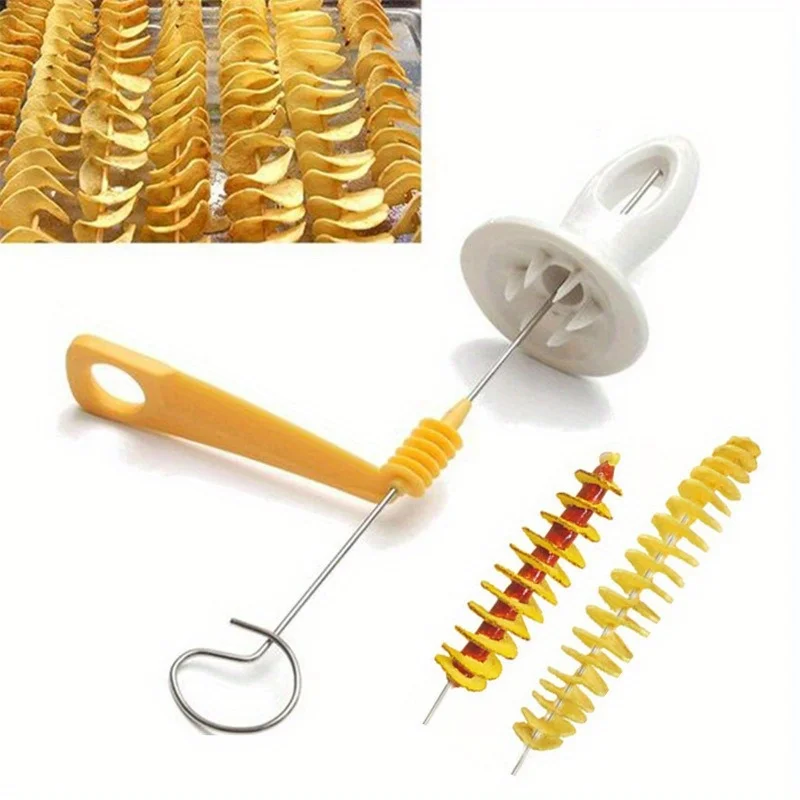 1 Uds. Rebanador de patatas giratorio para barbacoa, pastel de patatas, rebanador de mano, rebanador de espiral de verduras, rebanador de zanahoria, pepino y patata