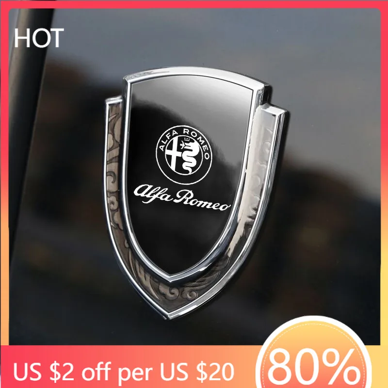 

Hub Caps 3D Metal Car Side Fender Car Body Sticker Shield Emblem Logo For Alfa Romeo Giulia Stelvio Giulietta 159 147 156 166 Ac