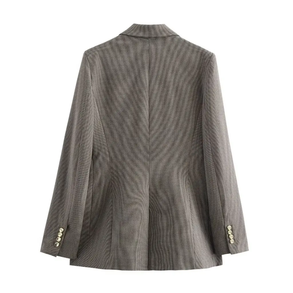 

Европейская и американская мода, пиджак с узором «гусиные лапки» и широкие брюки, повседневный зимний комплект для женщин, новинка F611033