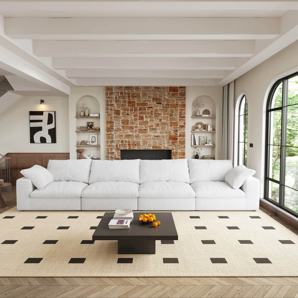 

Cloud modular sofa 160 inch thick filling, premium simple sofa set modern living room 4 seats