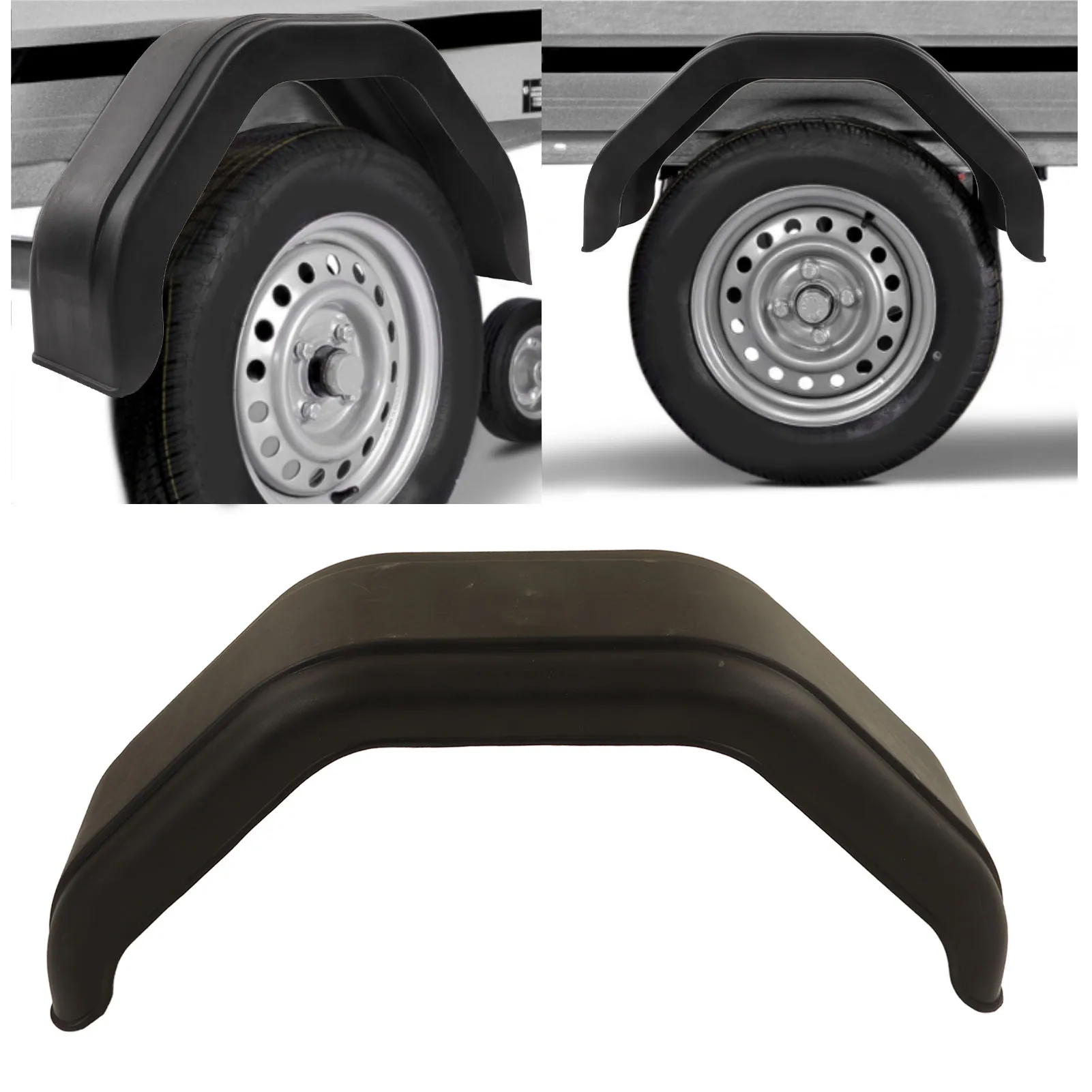 Trailer Fenders Injection Molded Shockproof Scratch Resistant for Single Axle Trailers 14in 15in Diameter Wheels Mudguard