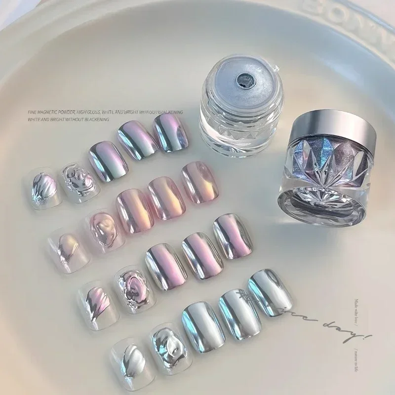 8 Color Magic Mirror Moonlight Powder Rose Gold Nails Glitter Dust Chrome Metal Nail Enhancement Aurora Powder Nail Decoration