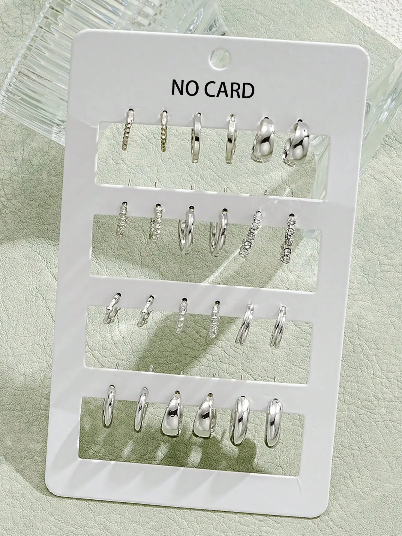 

12 пар серебристых сережек-колье с текстурированным дизайном и стразами для женщин, для повседневной носки и праздничных образов