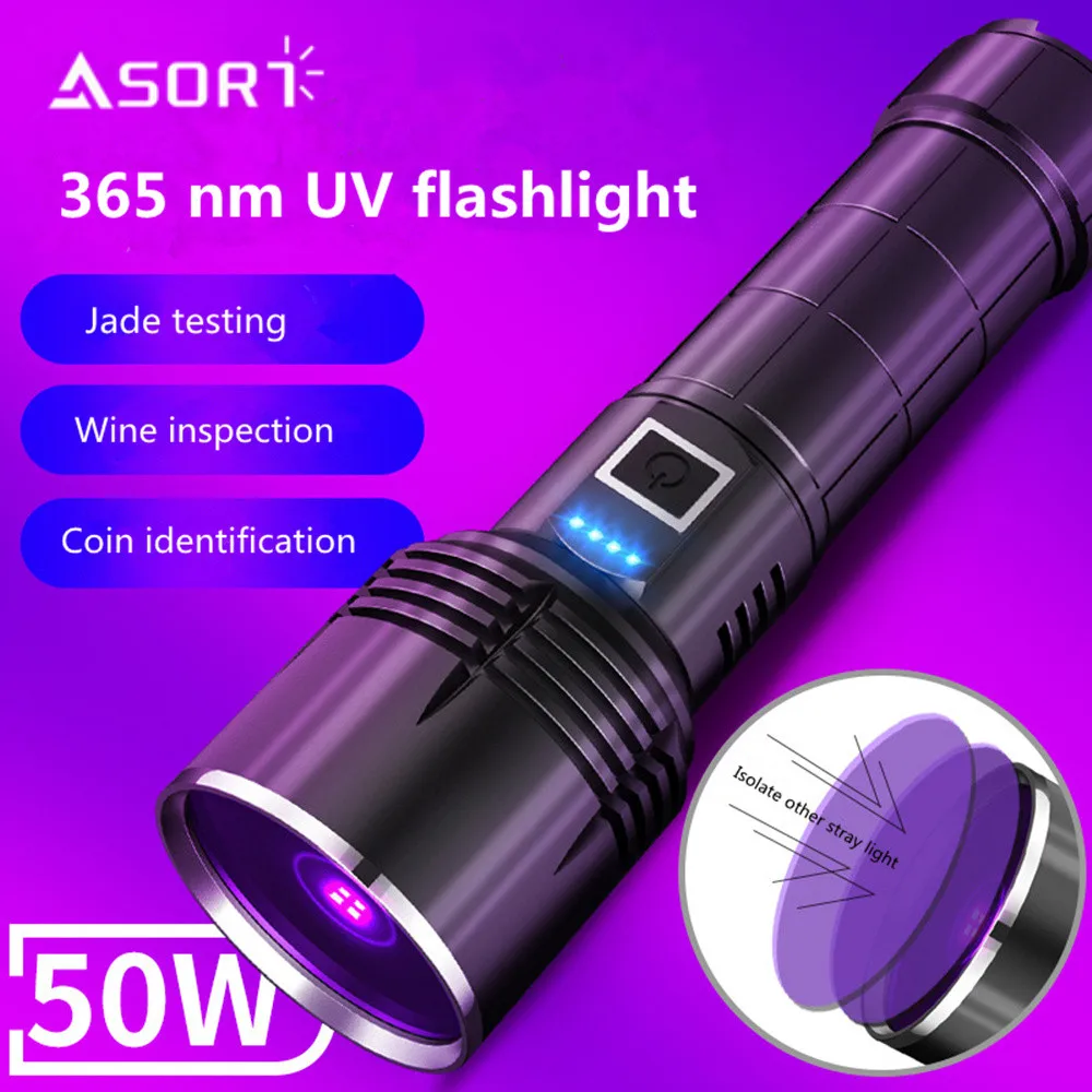 Powerful 365nm UV Flashlight Fluorescent Antigen Reagent Detection Lamp UV Black Mirror Woodruff  Special Identification