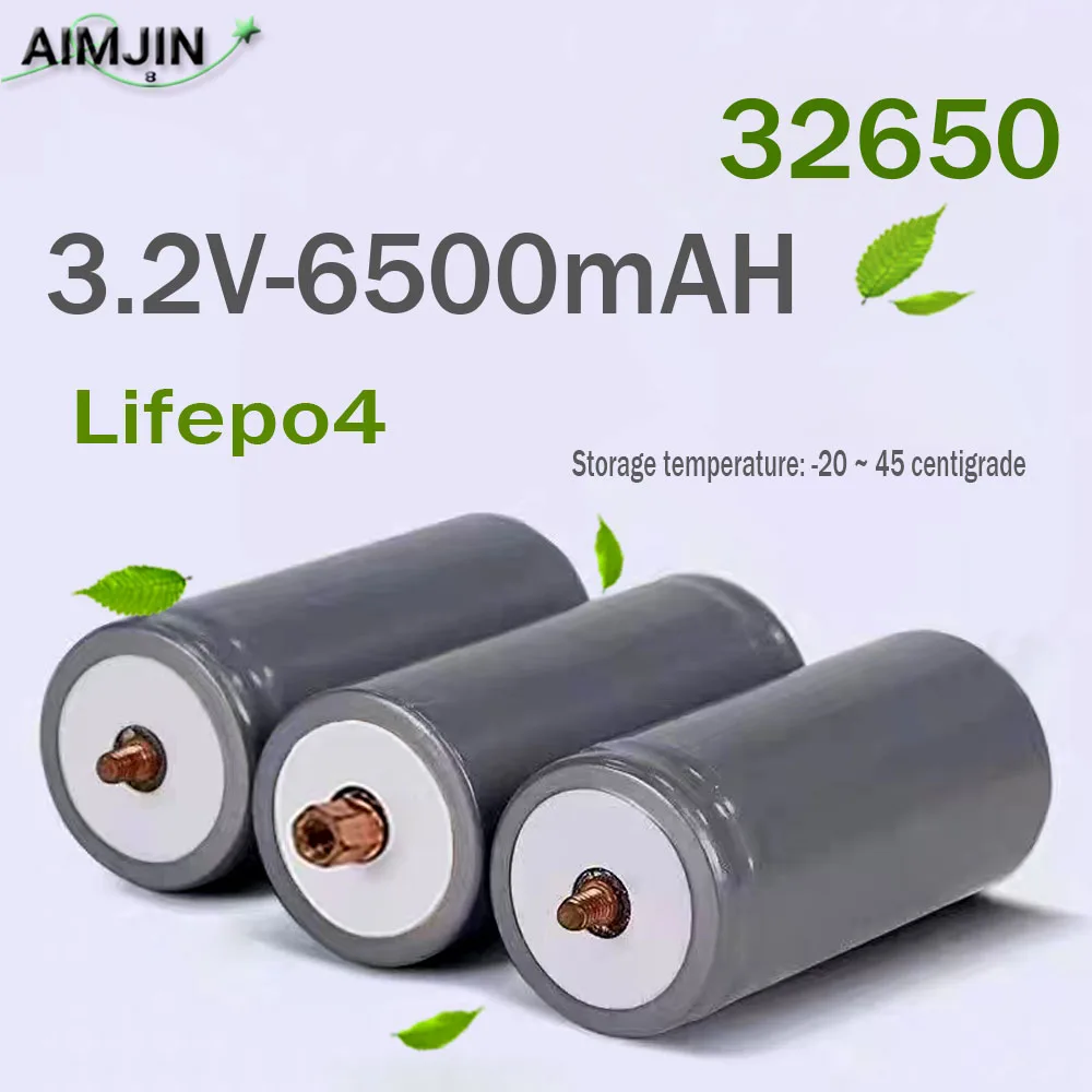 32650 3,2 V 2000 cykli Lifepo4 6500 mAh cylindryczne ogniwa litowe do zestawu DIY Ebike 12 V 24 V bateria + śruby