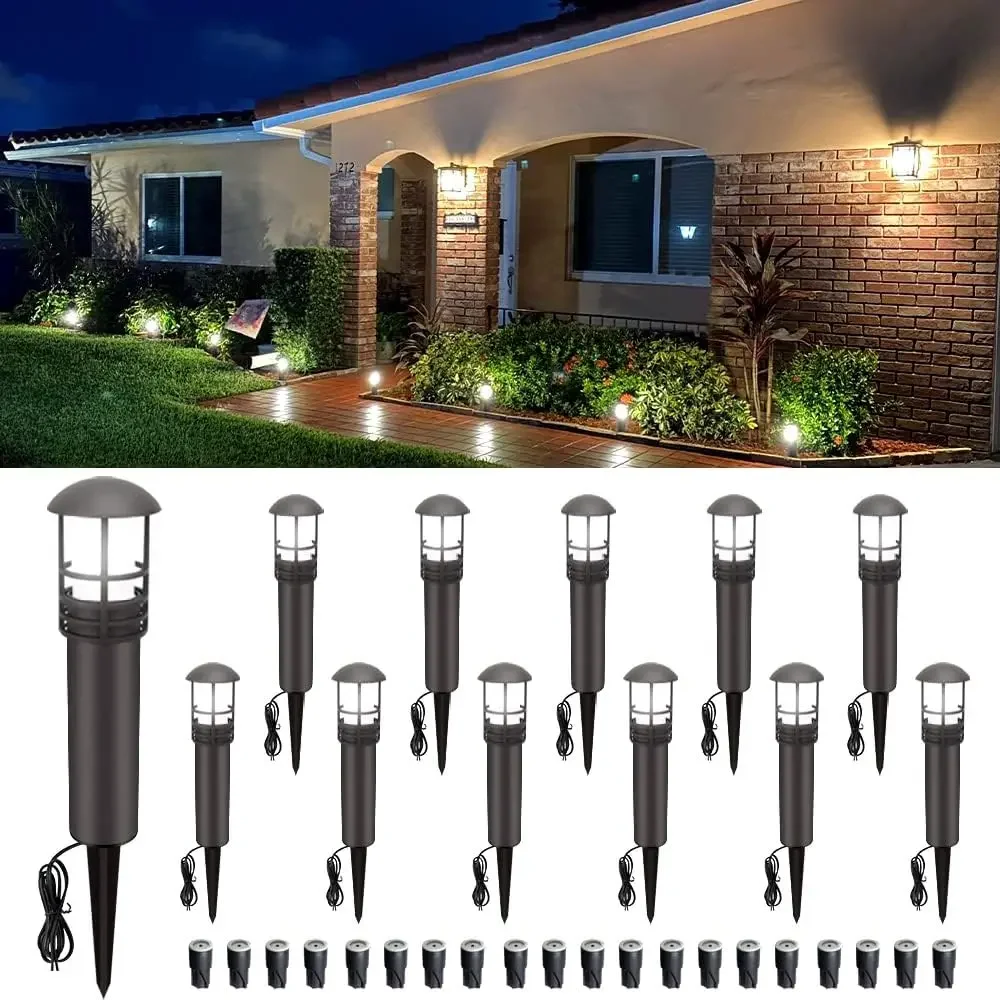 

Outdoor LED Landscape Lighting,12-Pack 3W 12V Low Voltage Pathway Lights,Outdoor Waterproof Garden Lights
