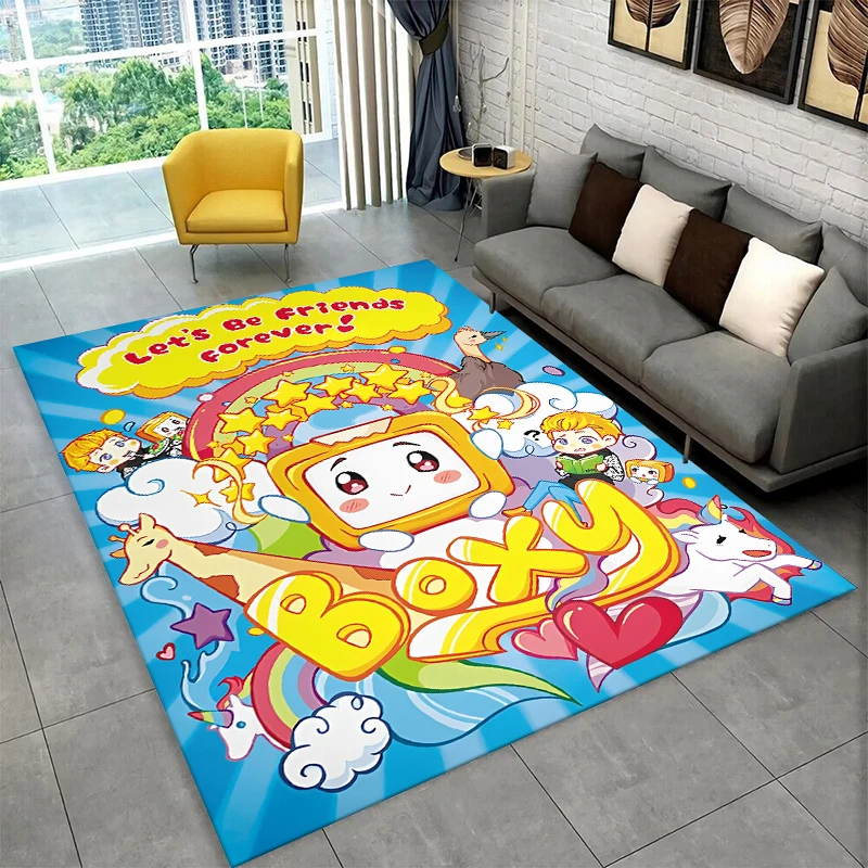 3D Rocky Foxy Boxy Lankybox Carpet Rug for Playroom Bedroom Living Room Sofa Home Decor,kid Game Area Rug Non-slip Floor Mat