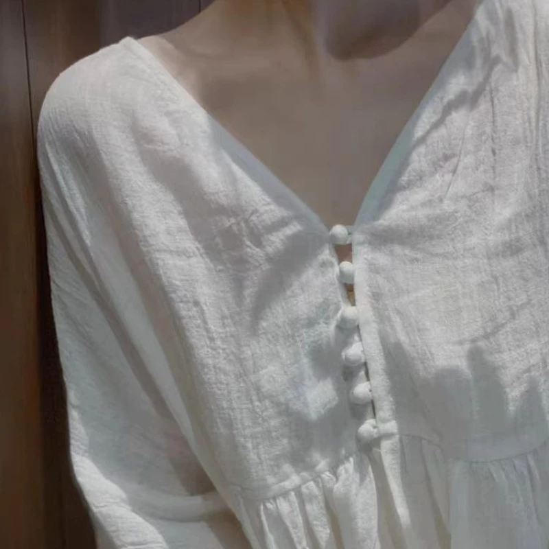 여름 가을 면과 린넨 셔츠 여성 셔츠 패션 여성 루즈 블라우스 긴 소매 자외선 차단 탑 캐주얼 셔츠