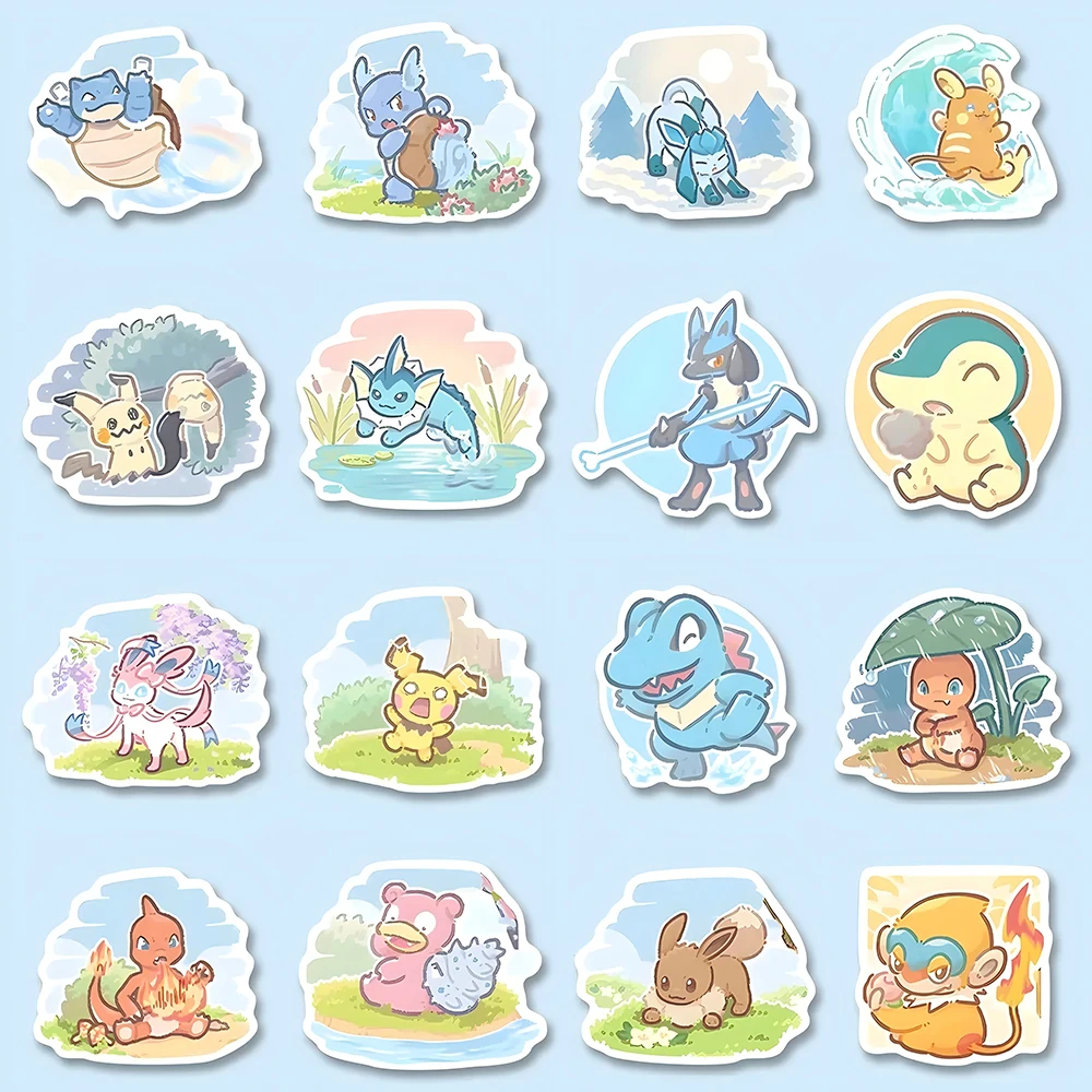10/30/60pcs Kawaii Oil Painting Pokemon Anime Stickers Cute Pikachu Decals Laptop Motorcycle Phone Car Toys Decoration Sticker - view 5