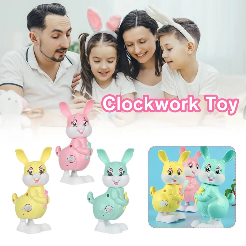 Animowana zabawka królik z kreskówki, nakręcana zabawka mechaniczna, sprężynowa zabawka królik, skaczący i chodzący królik nakręcany.