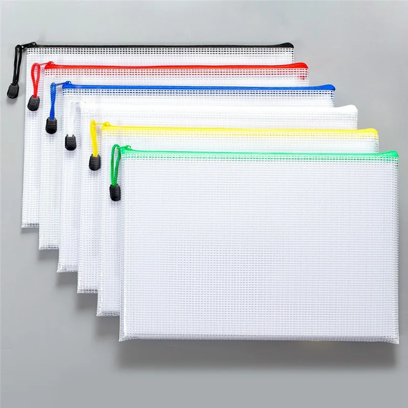 

Practical-12Pcs A4 Zip Folders Mesh Zipper Pouch Document Bag Plastic Zip File Folders, Letter Size/A4 Size For Office Supplies