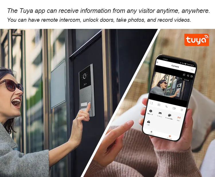 Tuya Smart 7 بوصة 1080P HD فيديو باب الهاتف مقاوم للماء معدن RFID فتح التحكم في الوصول مع وظيفة الاتصال الداخلي WIFI #3