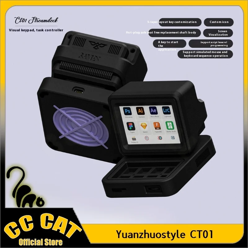 YuanzhuoStyle CT01 Streamdeck Content Creation With Screen Console Controller DIY Studio For Gaming/Office/Livestreaming Custom