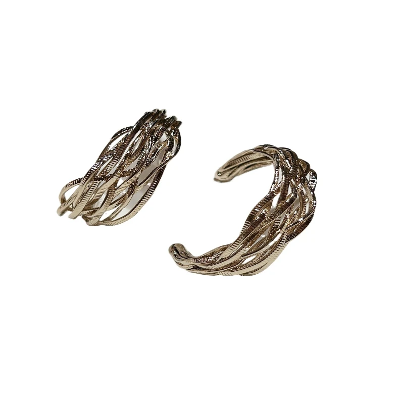 

Золотые плетеные серьги C-образного кольца, серьги-гвоздики премиум-класса с проволочной обмоткой