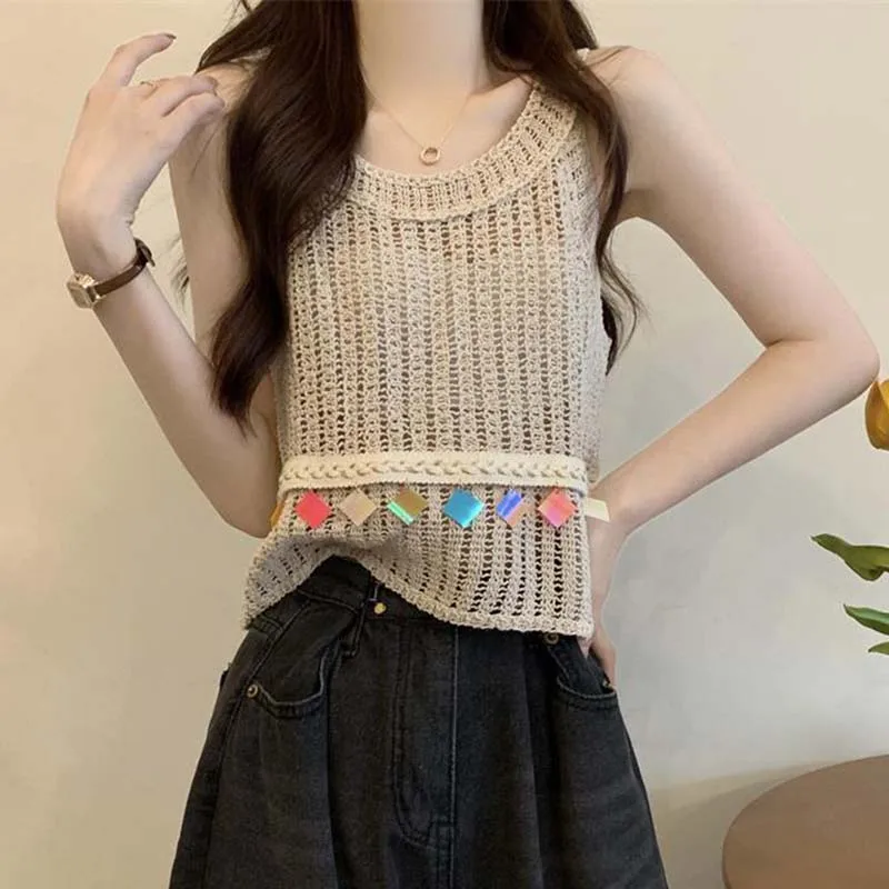 Boring Honey Fashion Design Sense Niche Pure Desire Wind Chic Vest Women Wear Short Spice Girl Holiday Wind Halter Top Women