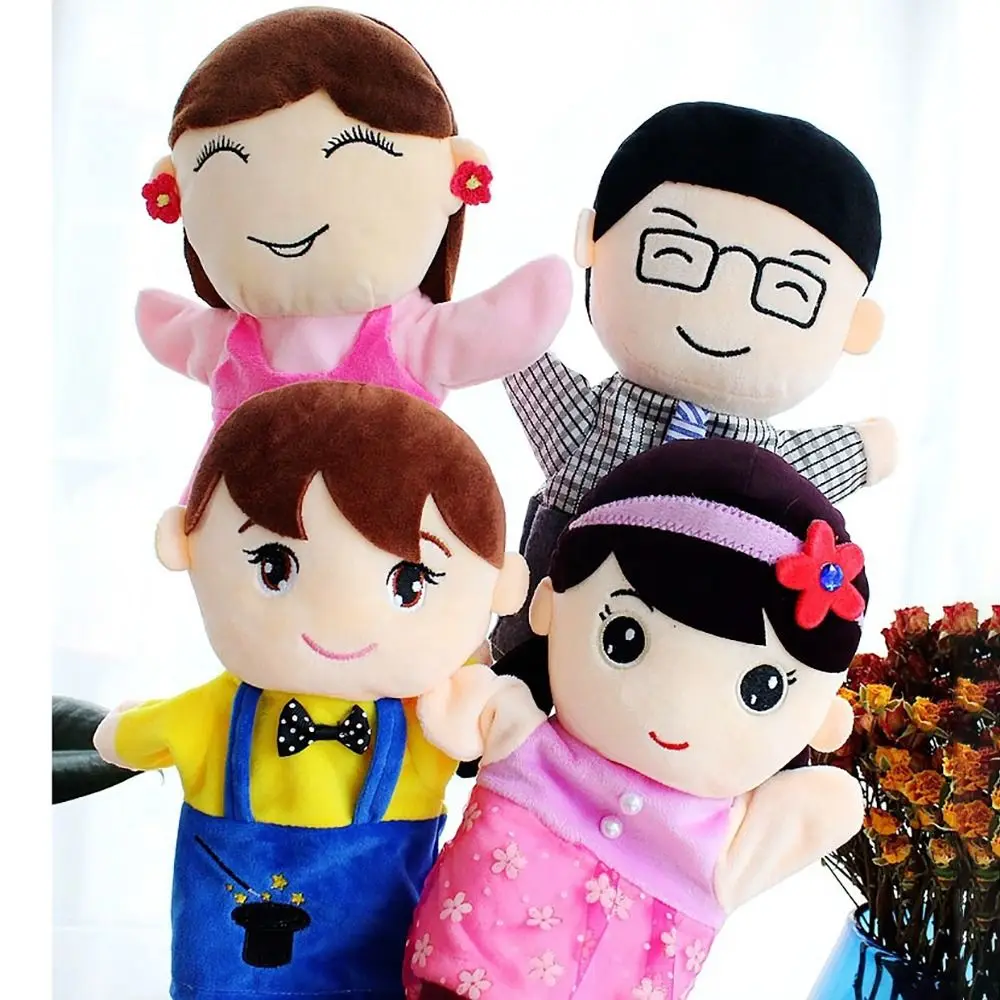 Soft Plush Storytelling Puppet Familys Members 25CM Story Hand Puppet Cartoon Finger Puppetry Toy