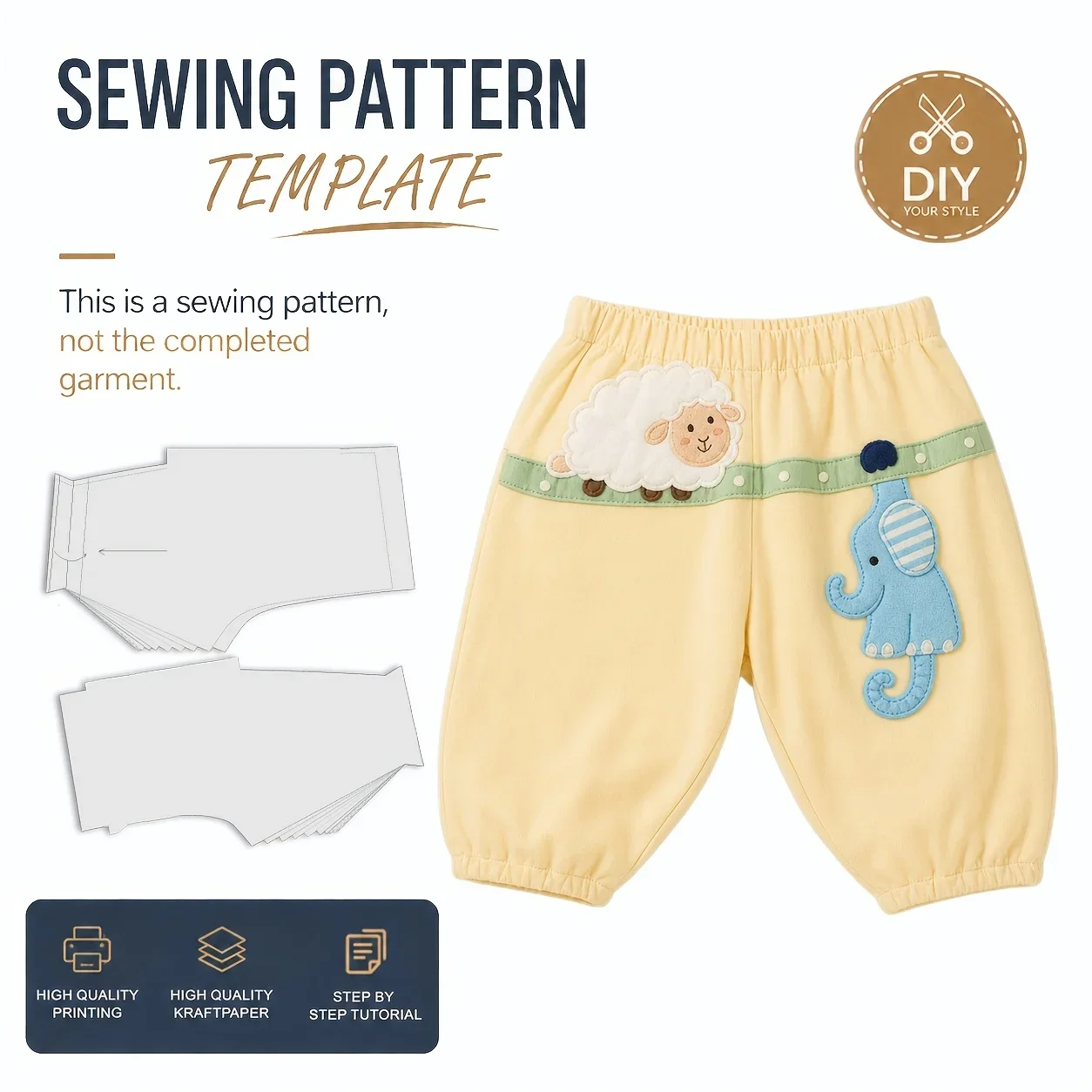 Baby Harem Pants Sewing Patterns, Sewing Patterns for Beginner, Easy Sewing Project, Includes HD Color Step-by-Step Instructions