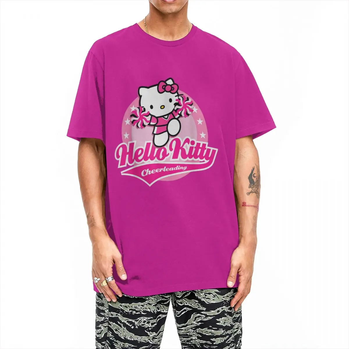 Men Women Hello Kitty Cheerleading Cheerleader T Shirt 100% Cotton Clothes Amazing Short Sleeve Round Neck Tees Summer T-Shirt