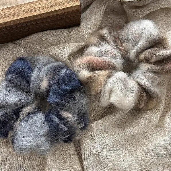 1pc 2026 New Winter Wool Hair Scrunchie Extra Large Warm Knit Tie for Women Ponytail Bun Holder Soft Cozy Cute Sweet Daily
