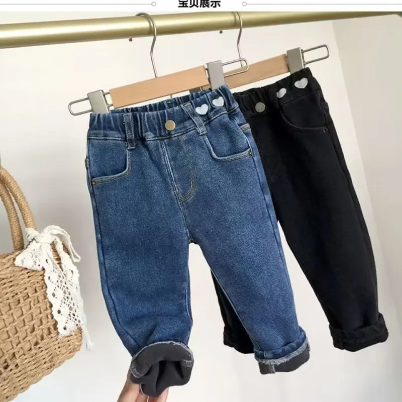 

Korean 2024 Autumn Kids Baby Boys Pants Denim Spliced Loose Pocket Casual Vintage Toddler Boys Trousers Children Boys Jeans