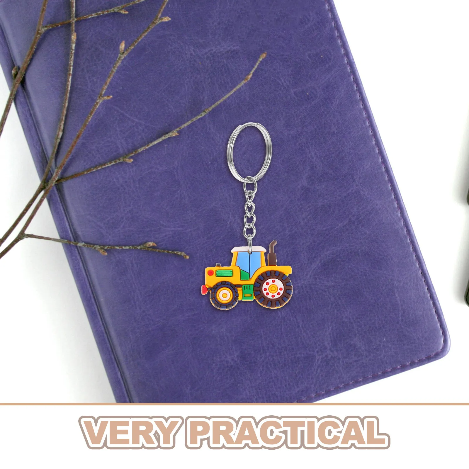 6Pcs Excavator Keychain Mini Keychains Tractor Crane Theme Party Favors Celebration