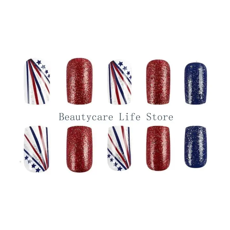 652C 24pcs اللوز كاذب الأظافر غلاف كامل اضغط على تلميحات الأظافر عصا على ديكورات الأظافر #4