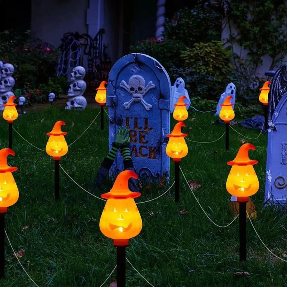 

Orange Color Solar Pumpkin Lights Pathway Lights Ground Insert Halloween Stake Lights Easy Installation Waterproof