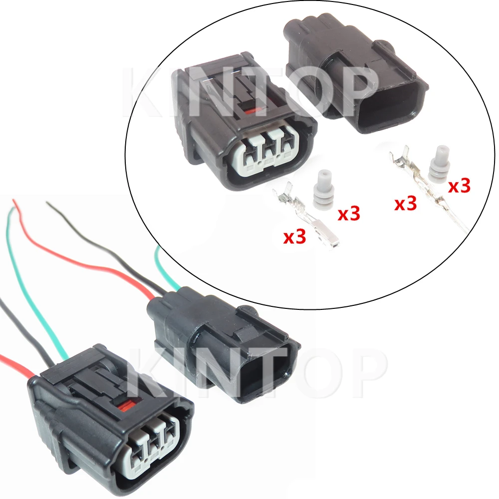 1 Set 3 Pins Car Lamp Waterproof Socket Starter With Wires 6189-7037 6188-4775 Automotive Ignition Coil Electric Wire Connector