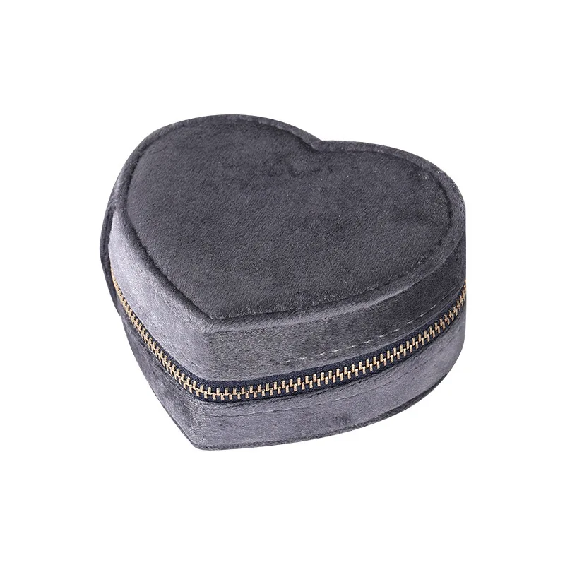 

Travel Jewellery Case Velvet Heart Shape Jewelry Case Velvet Jewelry Case Zipper Closure Jewelry Display Storage Box For Gift